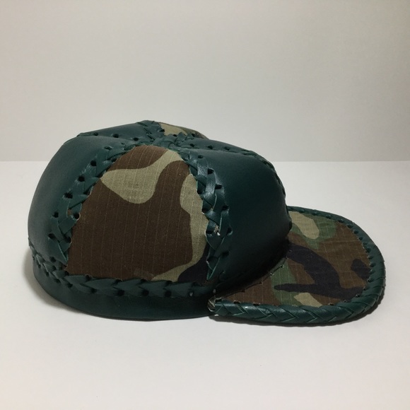 Handmade vegan leather hat---Camouflage - Picture 3 of 5